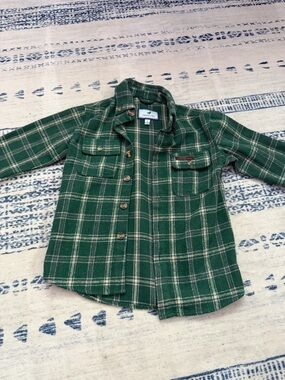 Green Plaid Pea Coat Jacket - Kids